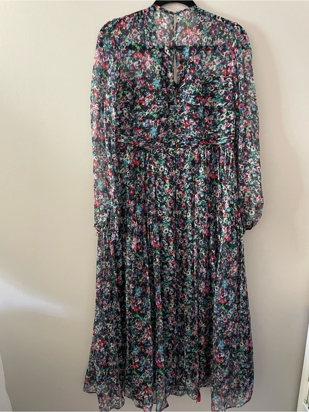 Saloni Yasmeen Dress in Navy Dewdrops 100% Silk Size 8 - Picture 7 of 9